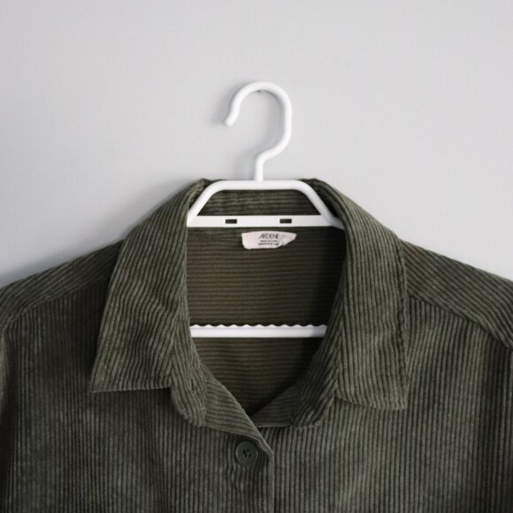 Ardene Womens Green Sz Lrg Buttoned Corduroy Ribbed Collared Light Comfy Jacket - Picture 4 of 12